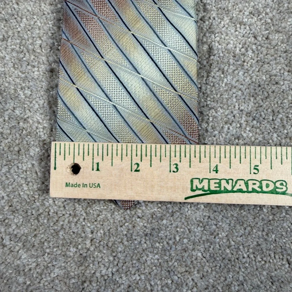 Roberto Villini Necktie Mens‎ 59x3.75 Gold Bronze Silver Silk Geometric Couture